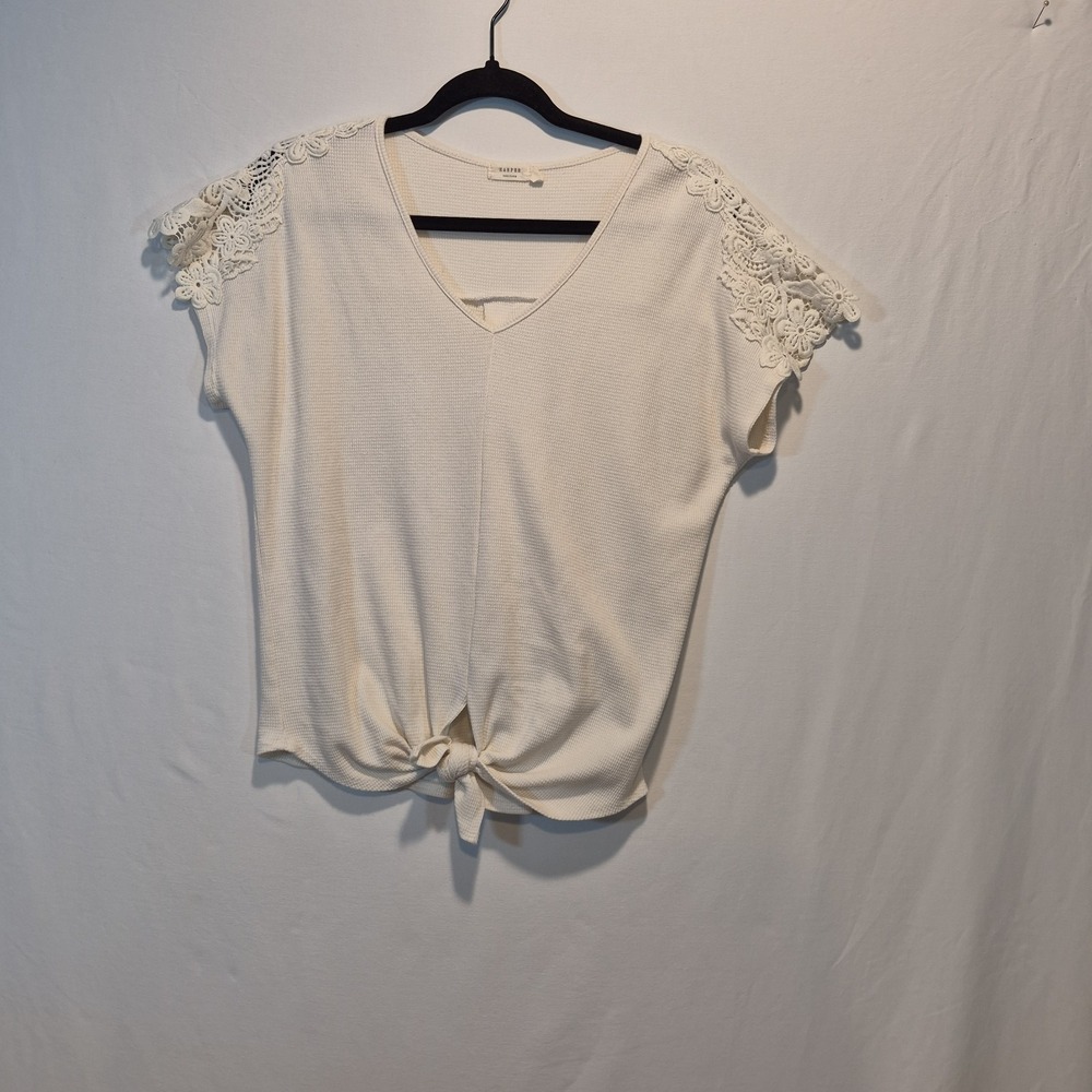 Harper Heritage Waffle Knit Top Med Oversized Boho Cottage Romantic Coquette